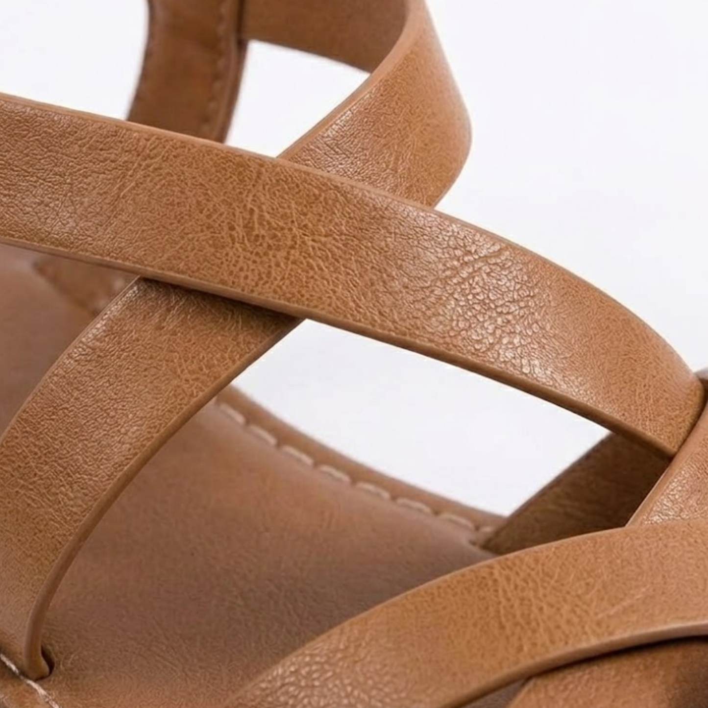 Flat Sandals with Crisscross Straps and Ankle Buckle for Women