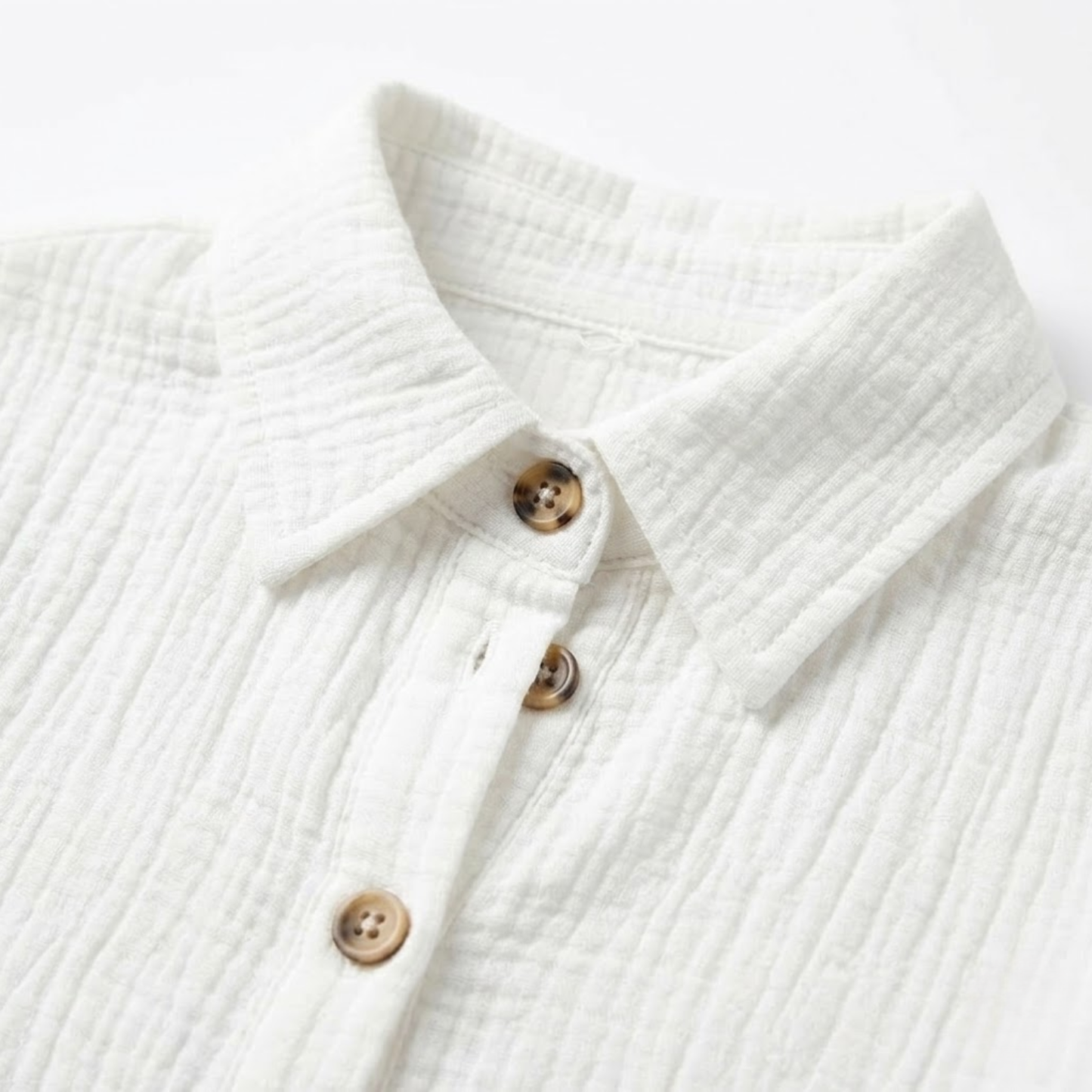 Short Cotton and Linen Dress with V-Neck and Three-Quarter Sleeves for Women