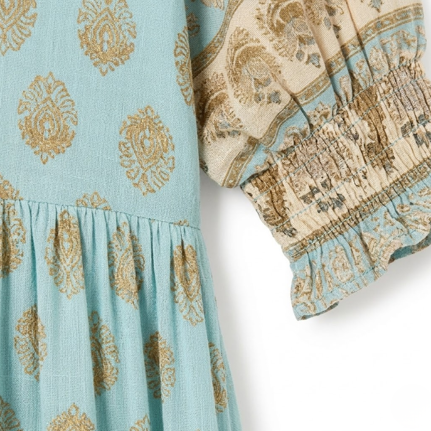 Boho Style Midi Dress for Women with Floral Print, V-Neck, and Lantern Sleeves