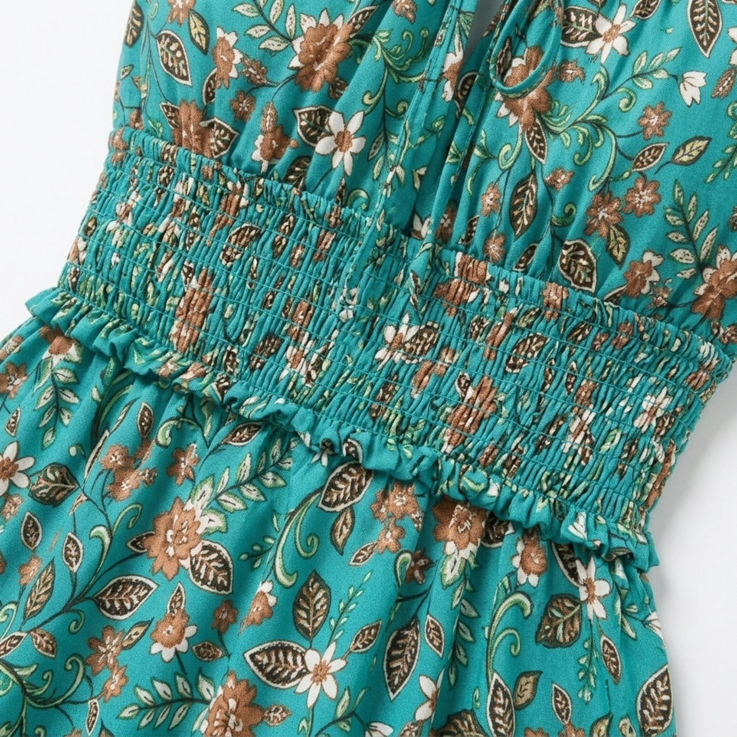 Plus Size Women's Flared Summer Dress with Floral Print and Straps