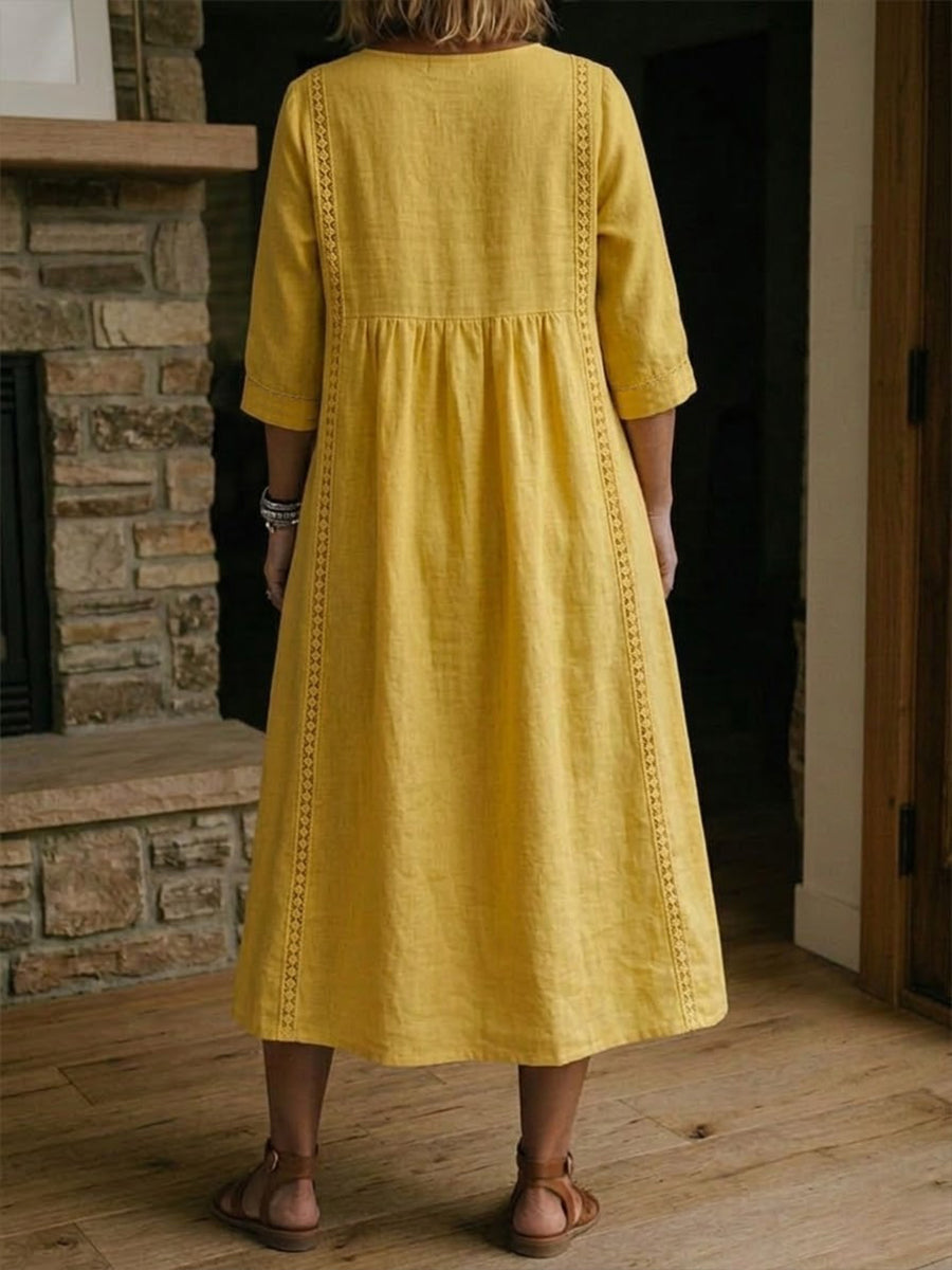 Maxi dress for women - casual style with patch pockets for vacation