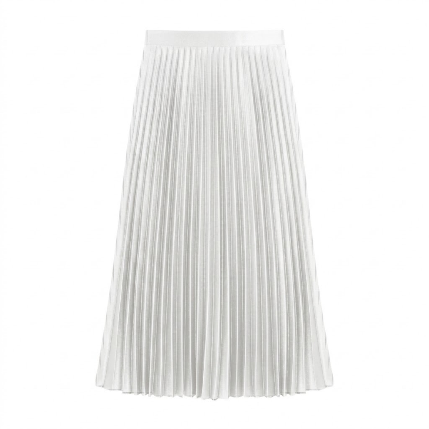 High-Waisted Elastic Satin Pleated Long Skirt for Women
