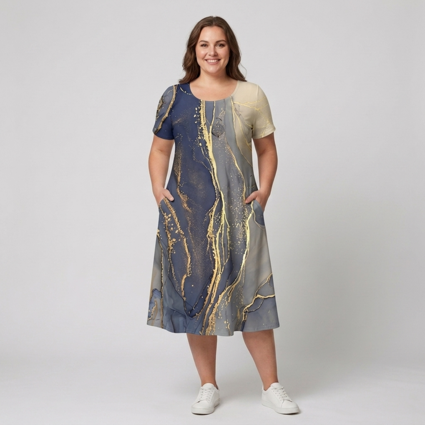 Casual printed mid-length dress