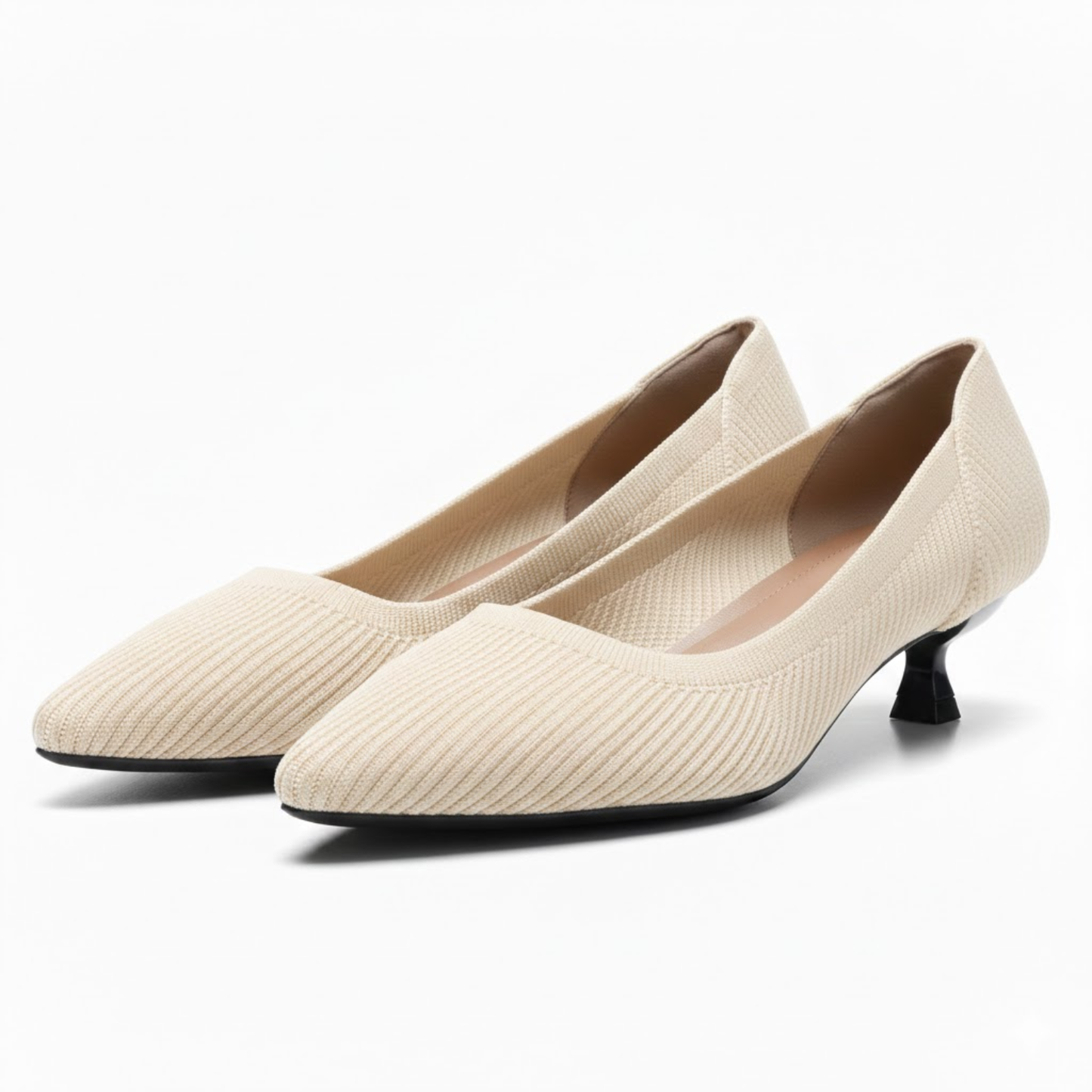Pointed toe mesh pumps for women with small kitten heel