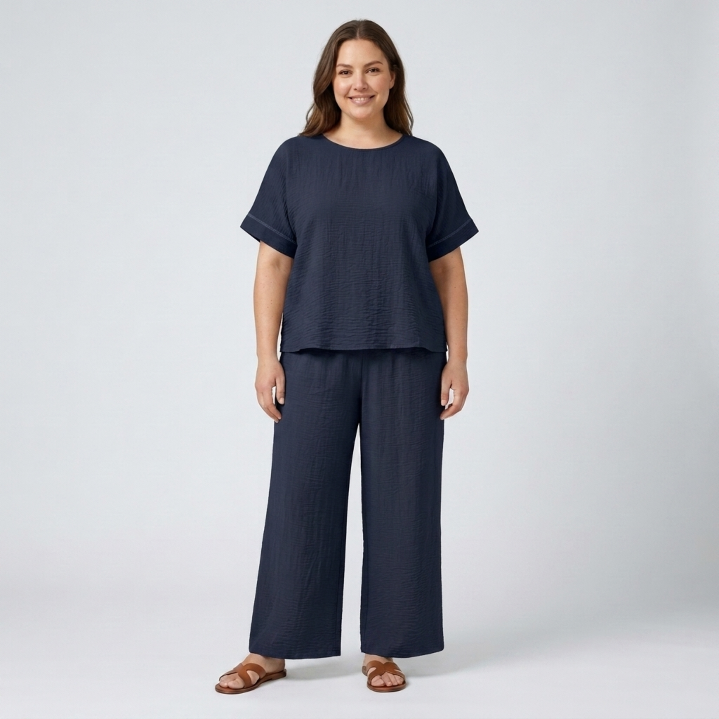 Casual plus size pants set for women