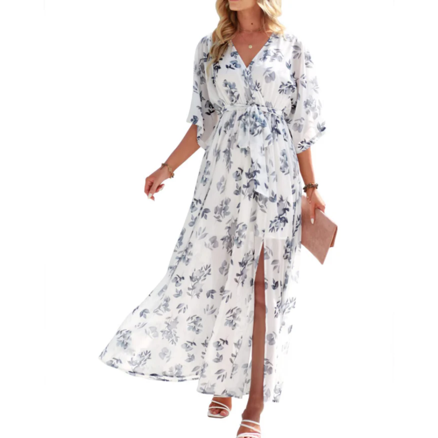Floral maxi kimono dress — bohemian style — summer vacation