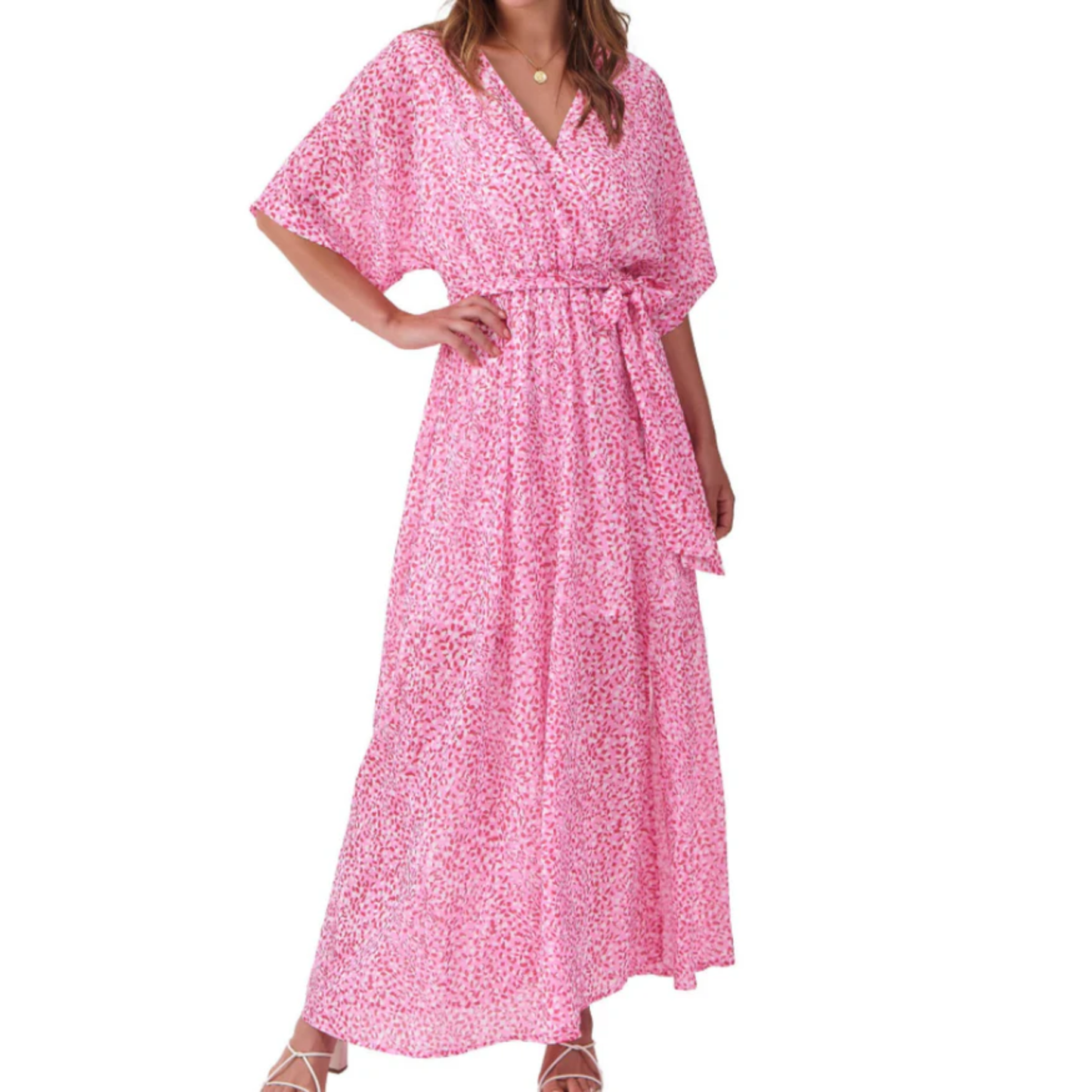 Floral maxi kimono dress — bohemian style — summer vacation