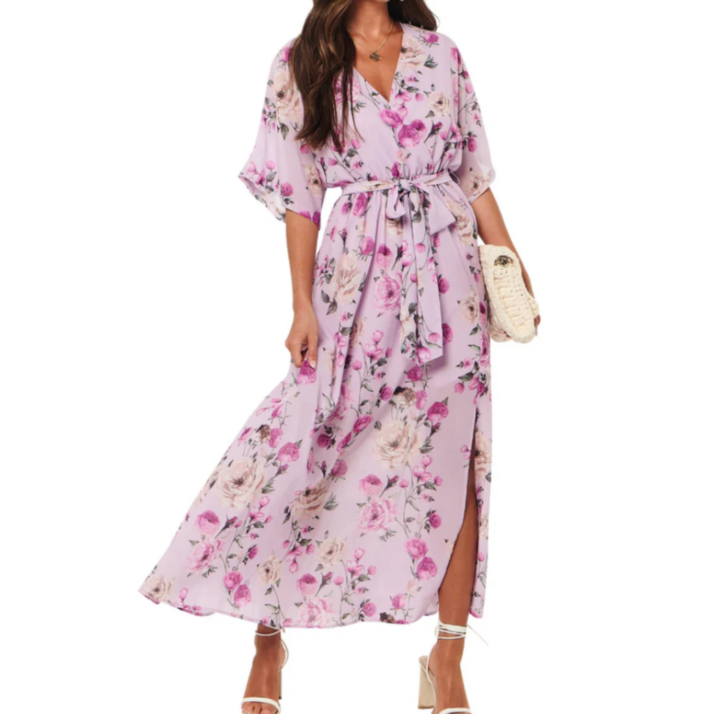 Floral maxi kimono dress — bohemian style — summer vacation