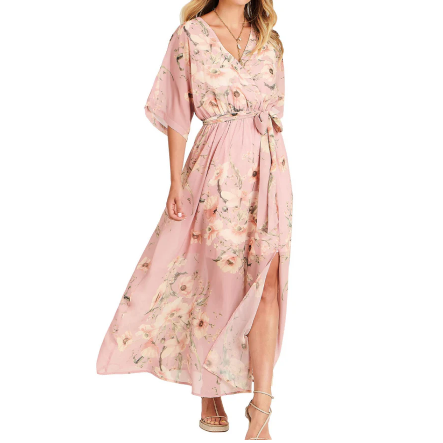 Floral maxi kimono dress — bohemian style — summer vacation