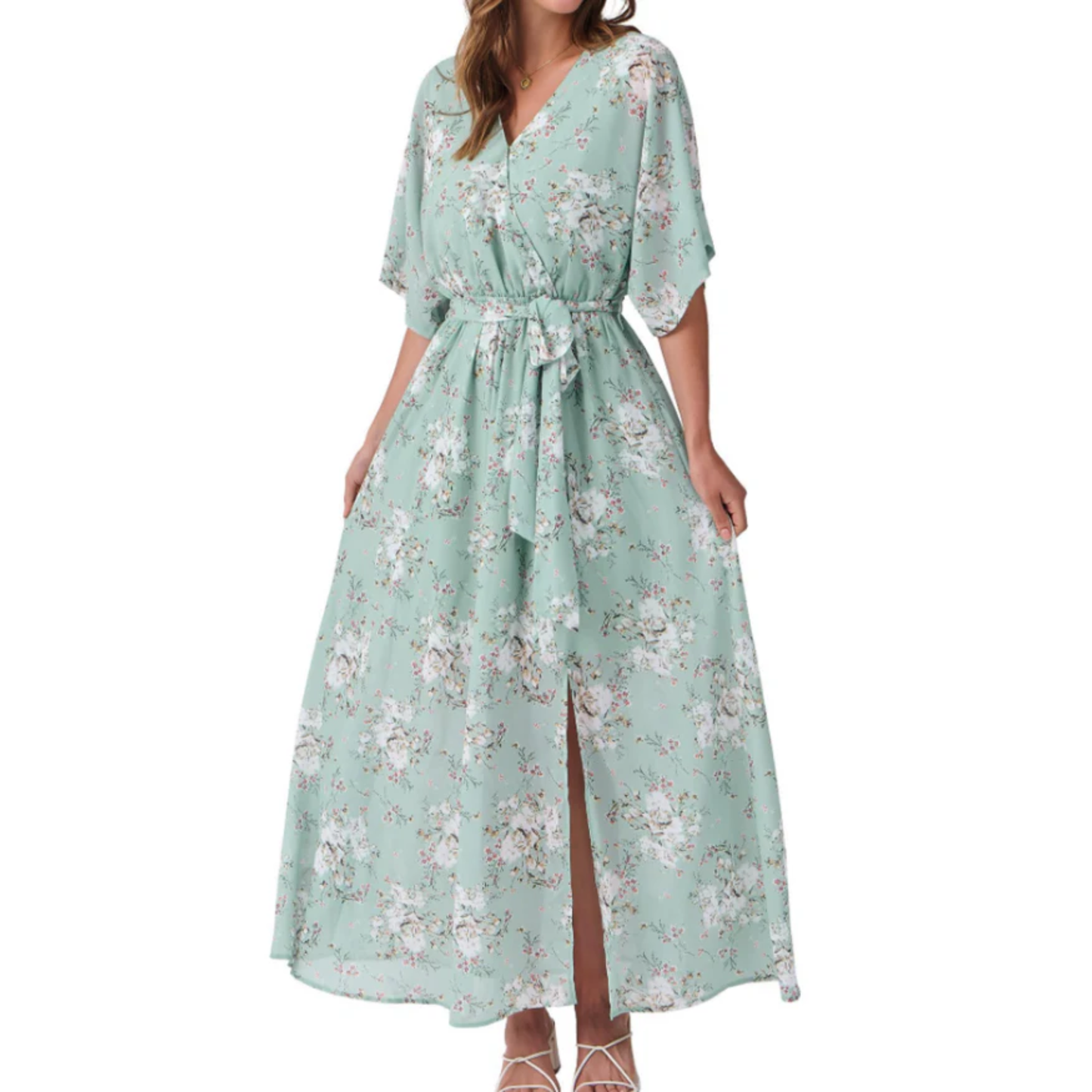 Floral maxi kimono dress — bohemian style — summer vacation