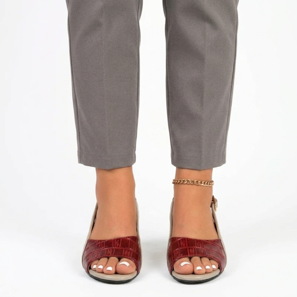 Women's slingback sandals — block heel and open toe — office