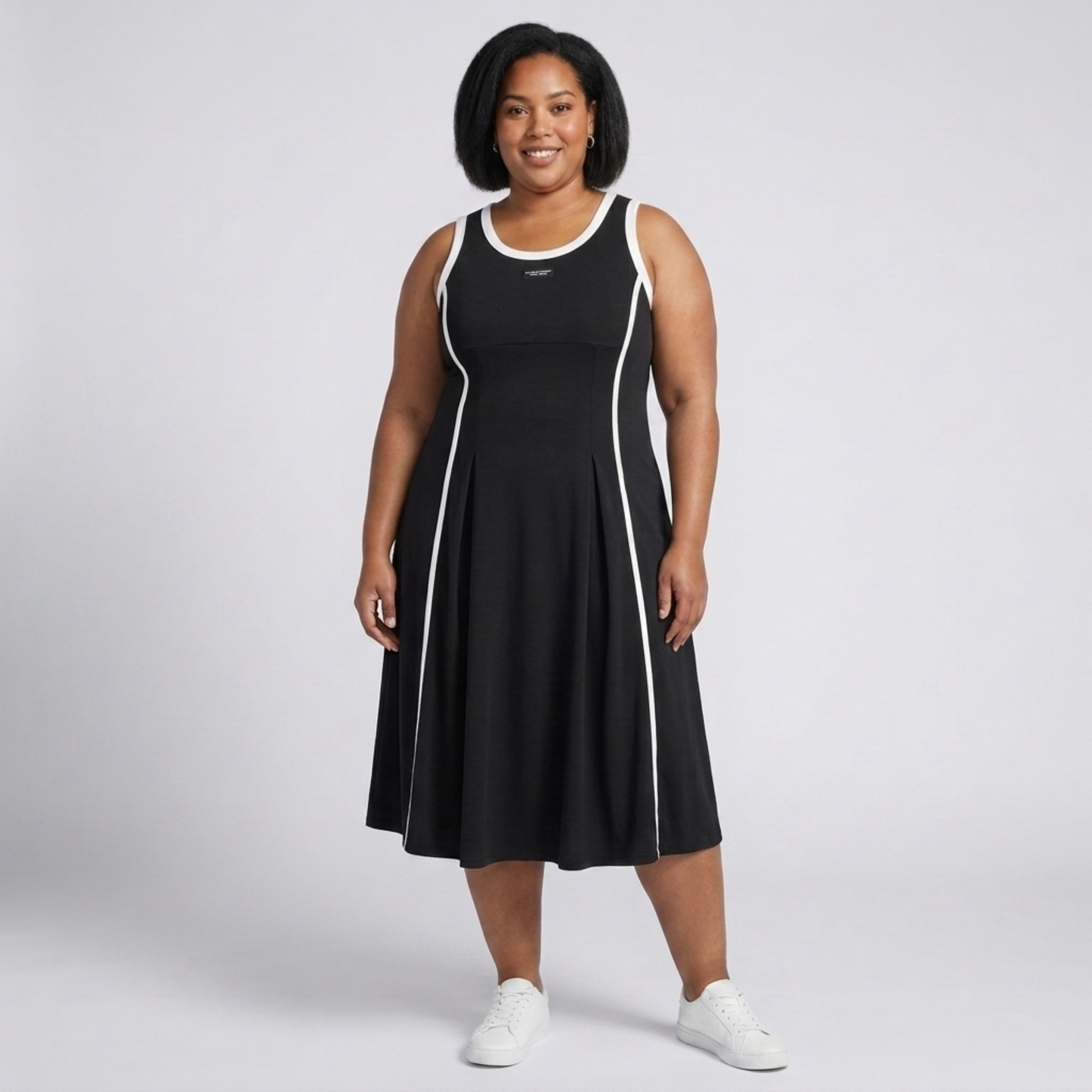 Plus Size Long Dress for Women, Sleeveless A-Line Cut with Round Neck