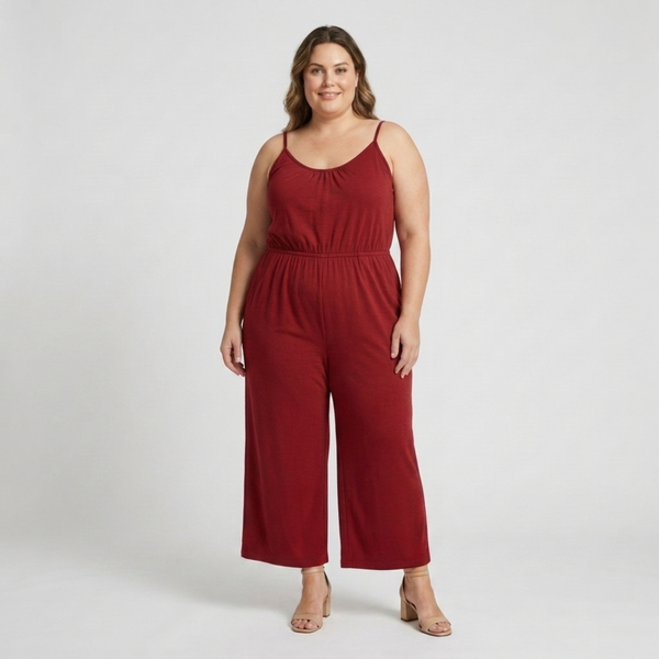 Plus size women's loose and casual wide-leg jumpsuit