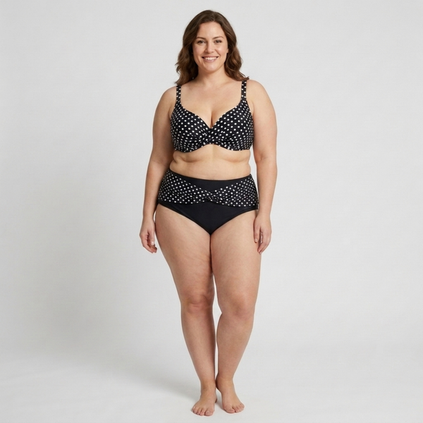 Plus Size Two-Piece Swimsuit for Women High-Waisted Polka Dot Bikini