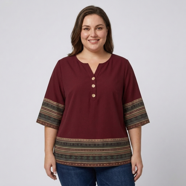 Plus size V-neck blouse for women
