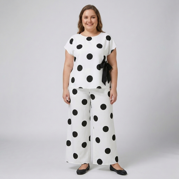 Plus Size Two-Piece Polka Dot Set for Women