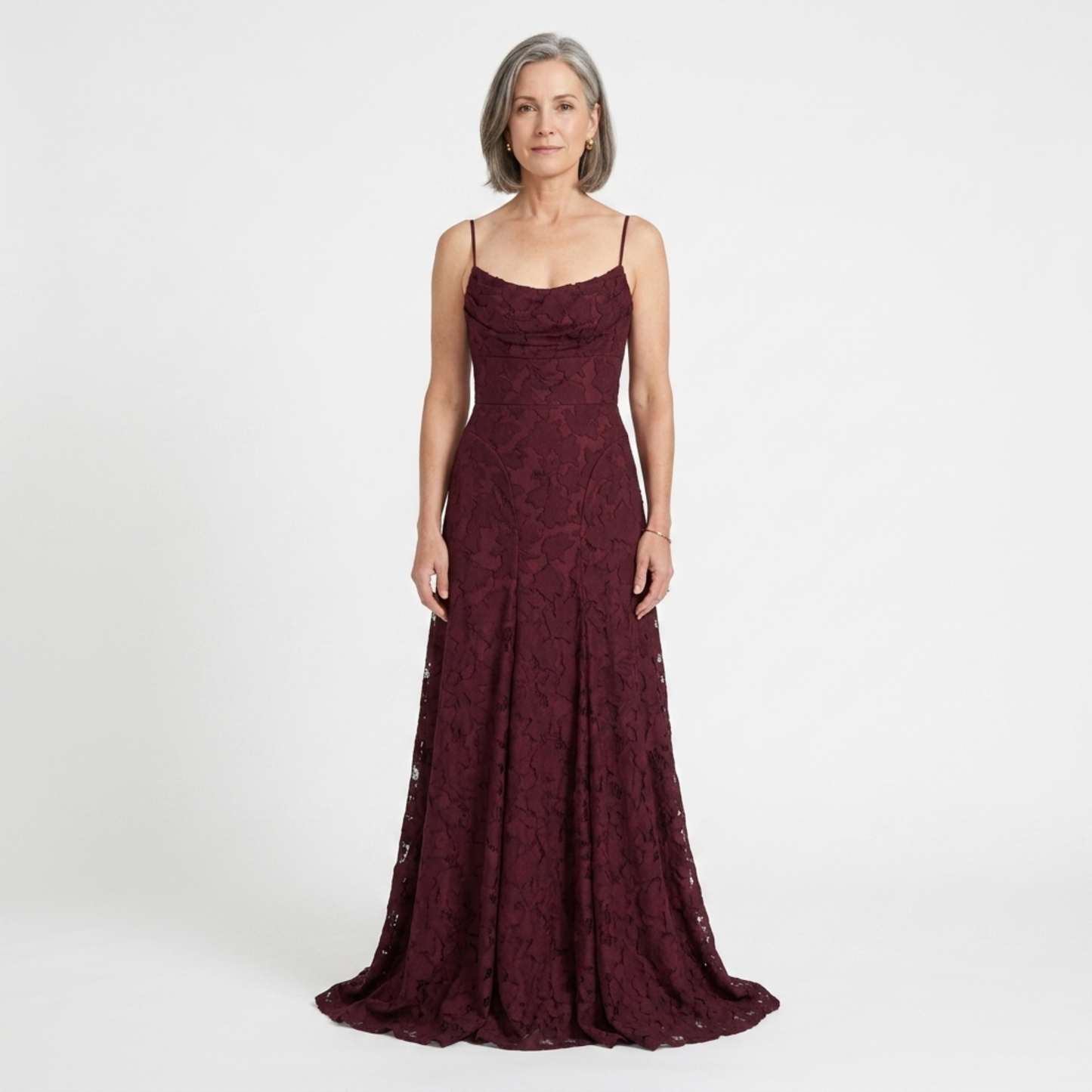 Women's long dress — lace-up back and floral burnout jersey | romantic evening
