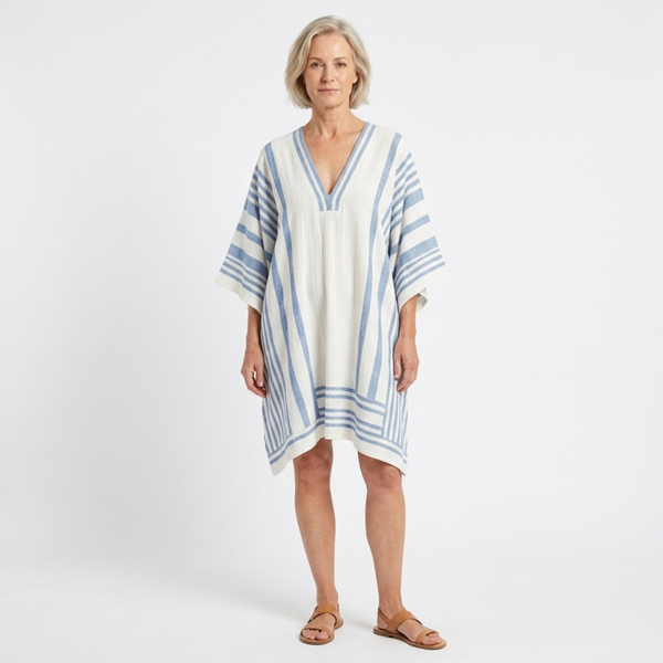 Striped kimono tunic for women — loose fit — beach and travel