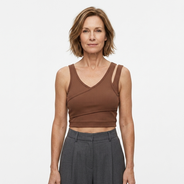 Short crop tank top — V-neck — bohemian style