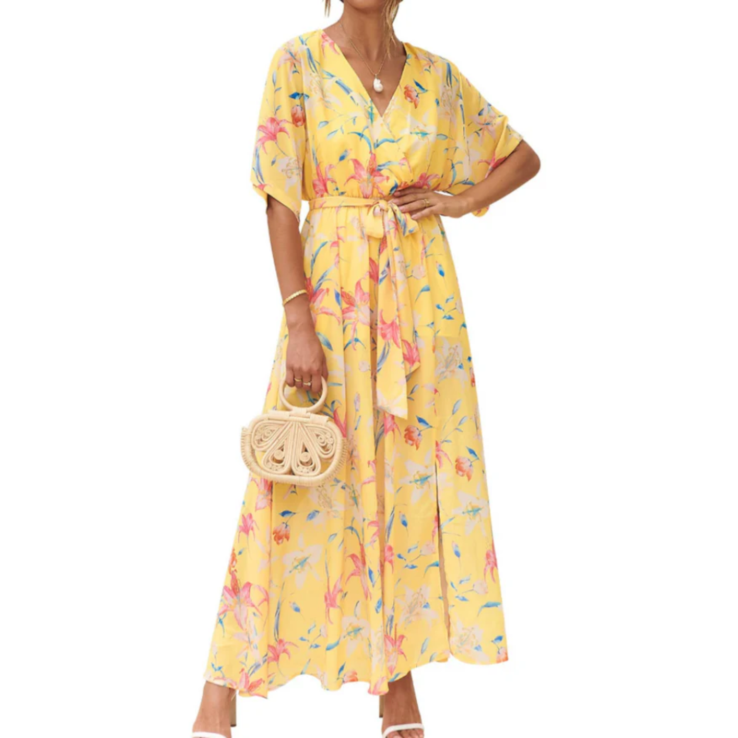 Floral maxi kimono dress — bohemian style — summer vacation