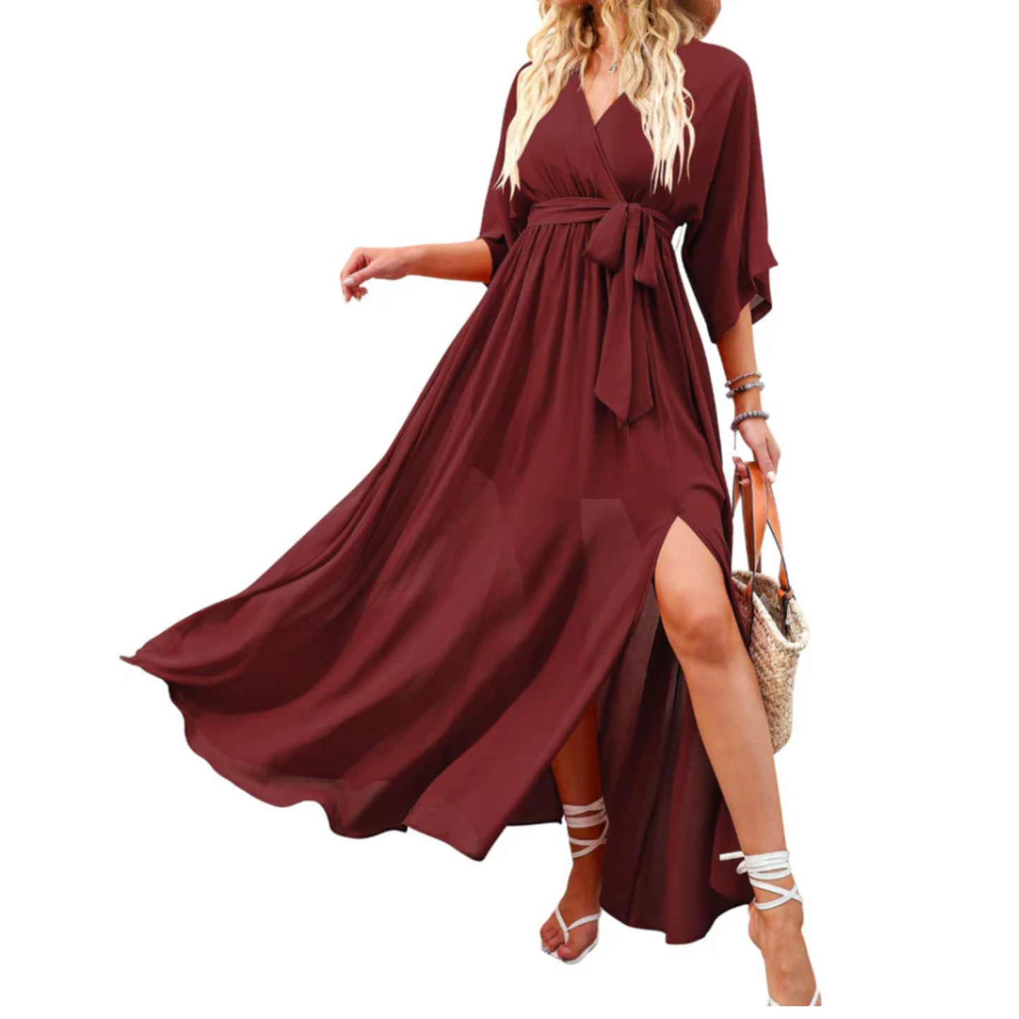 Floral maxi kimono dress — bohemian style — summer vacation