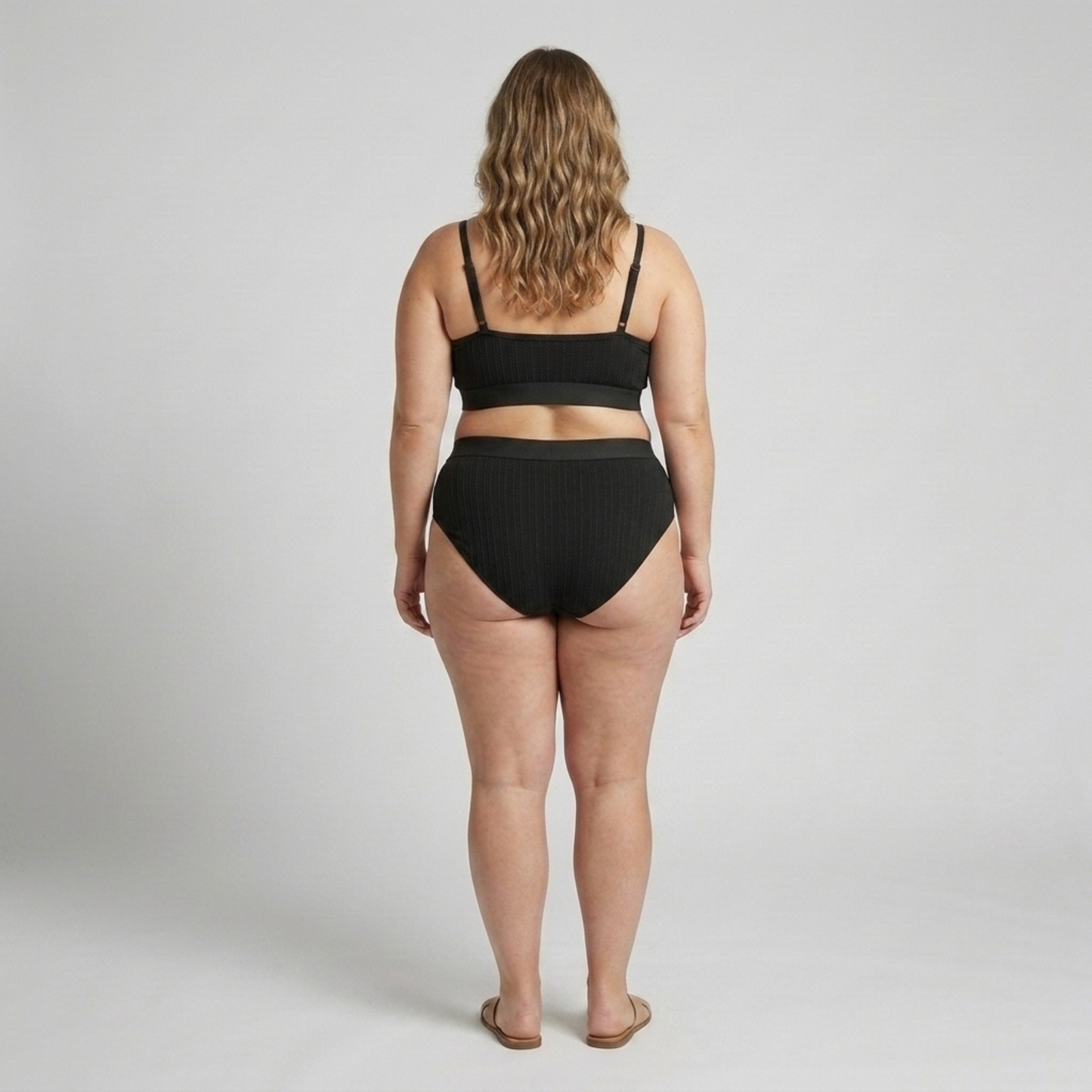 Plus Size Two-Piece Bikini for Women High-Waisted Ribbed Swimsuit