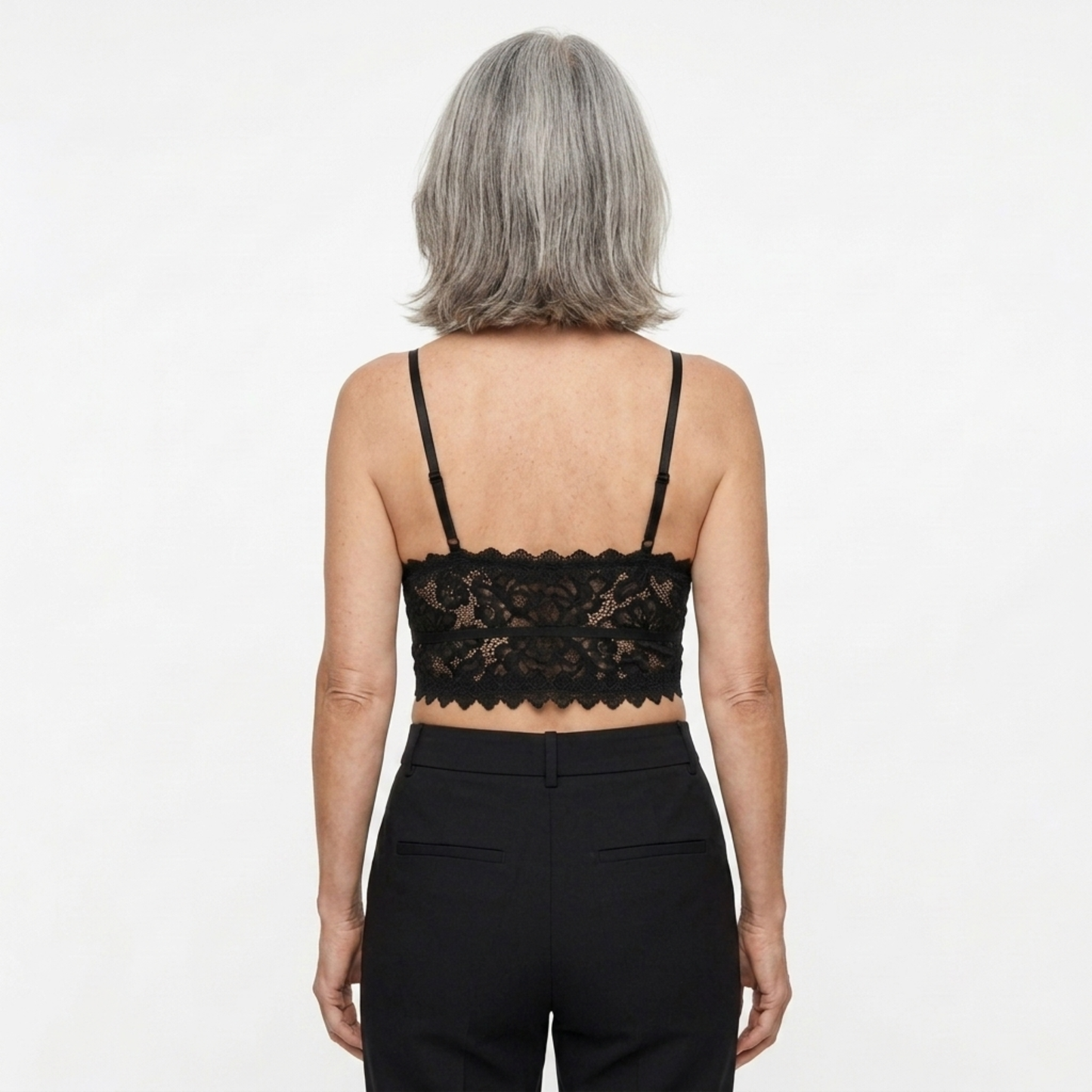 Short lace crop top for women — V-neck — chic look