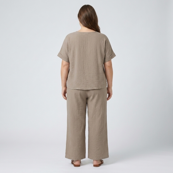 Casual plus size pants set for women