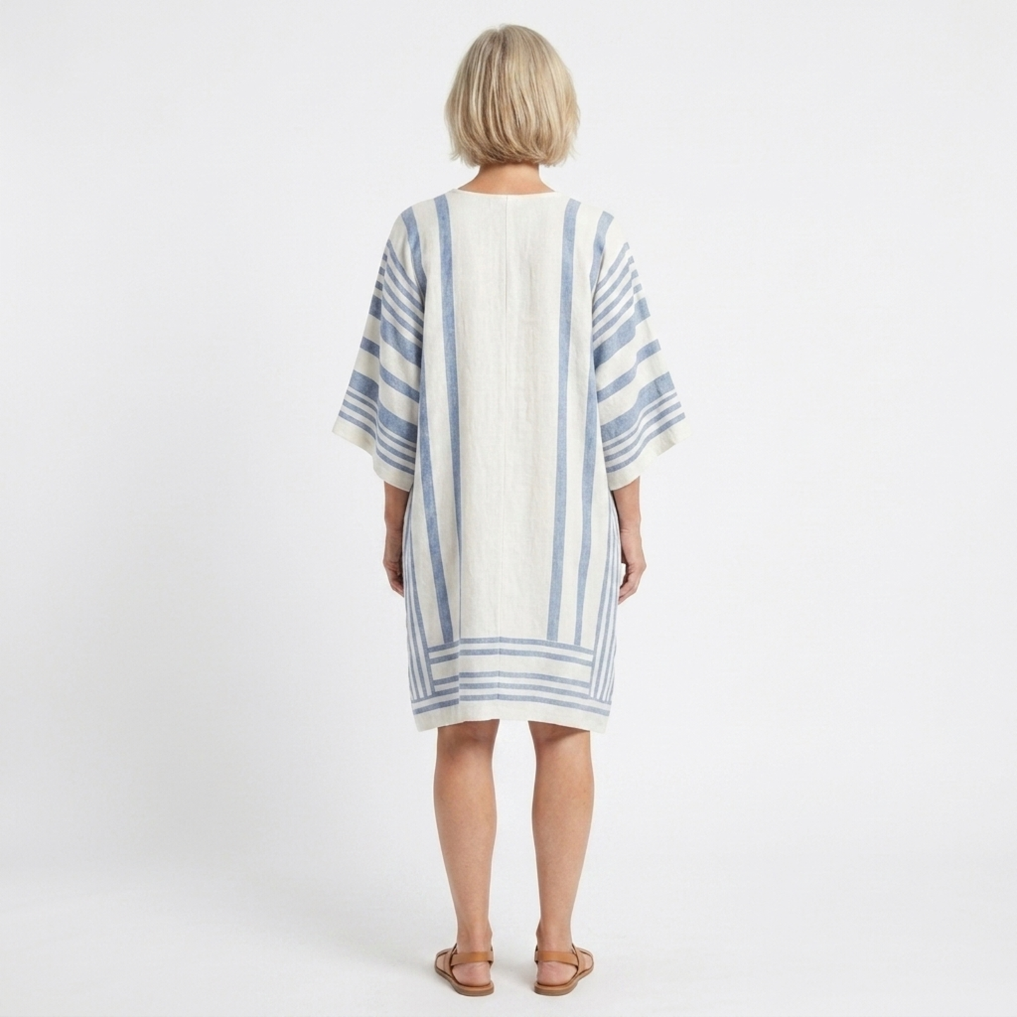 Striped kimono tunic for women — loose fit — beach and travel