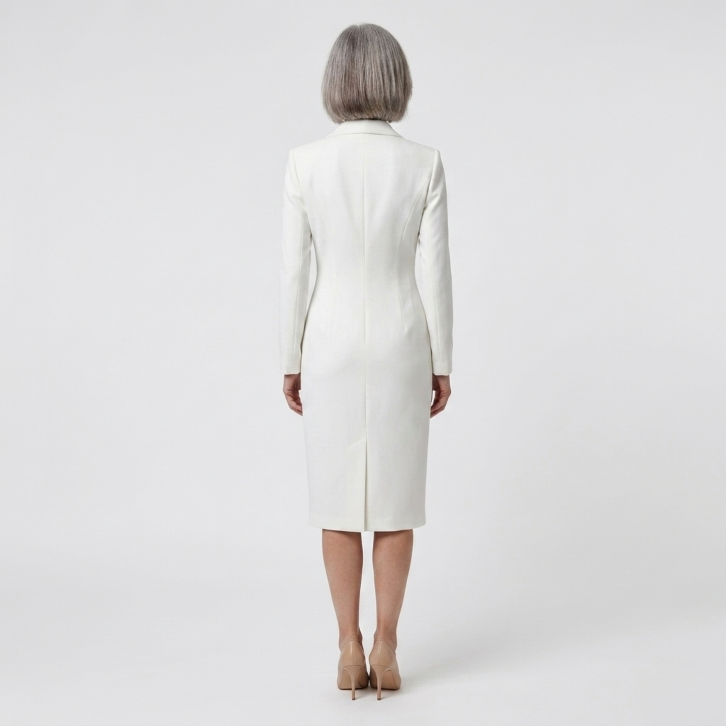 Midi blazer dress — long sleeves and buttons — office