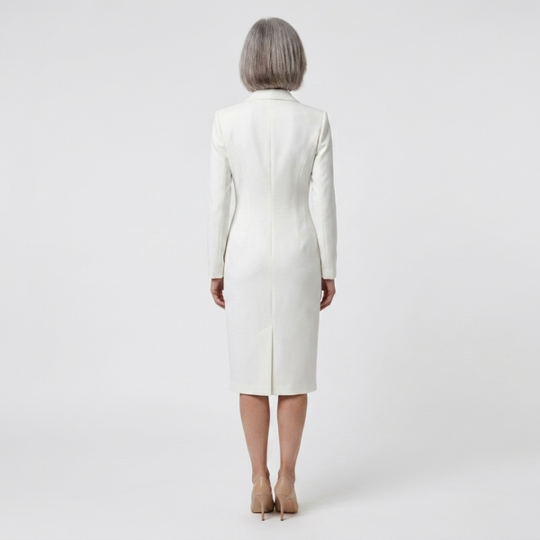 Midi blazer dress — long sleeves and buttons — office