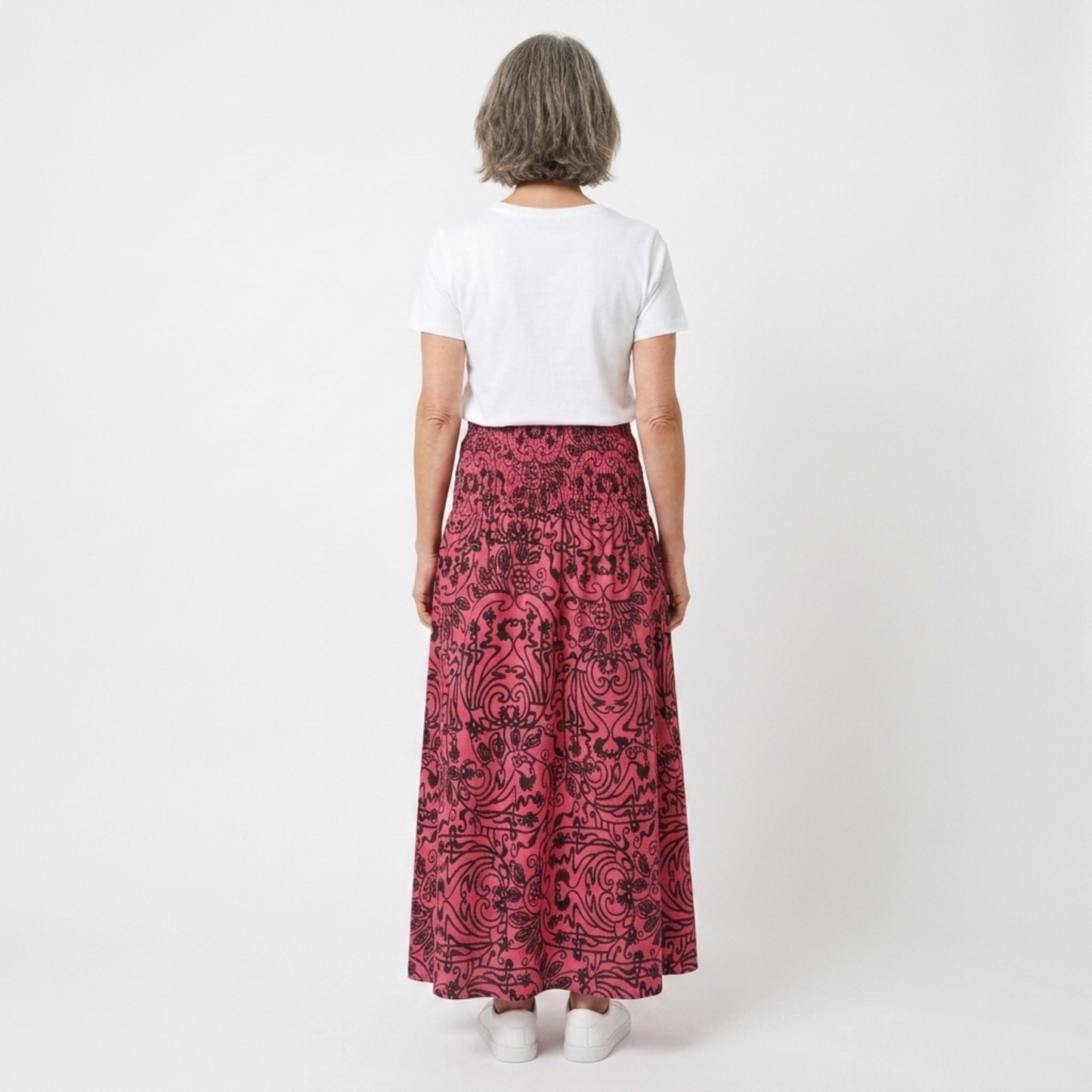 Bohemian long maxi skirt — elastic high waist — summer vacation