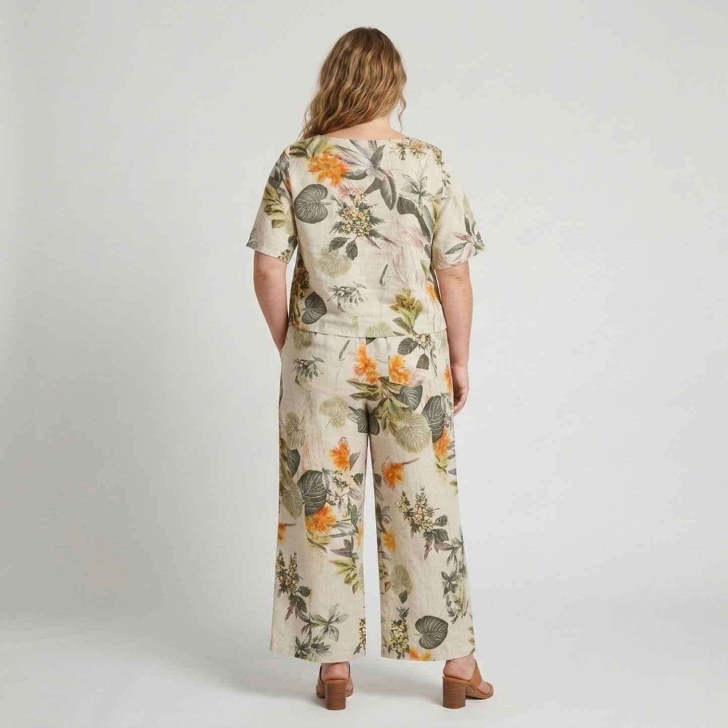 Plus Size Floral Print Pants Set