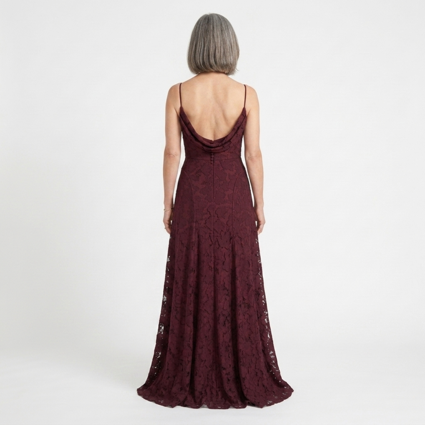 Women's long dress — lace-up back and floral burnout jersey | romantic evening