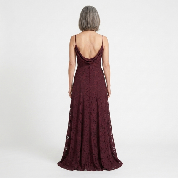 Women's long dress — lace-up back and floral burnout jersey | romantic evening