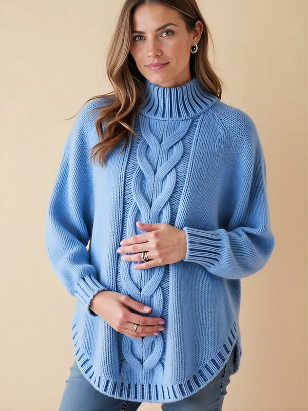 Oversized Maternity Sweater with High Neck