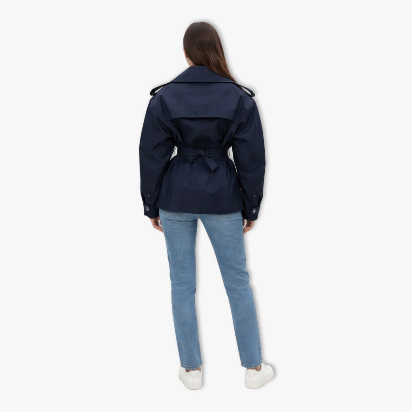Lace-Up Trench Coat for Women, Windbreaker Jacket with Lapels and Long Sleeves