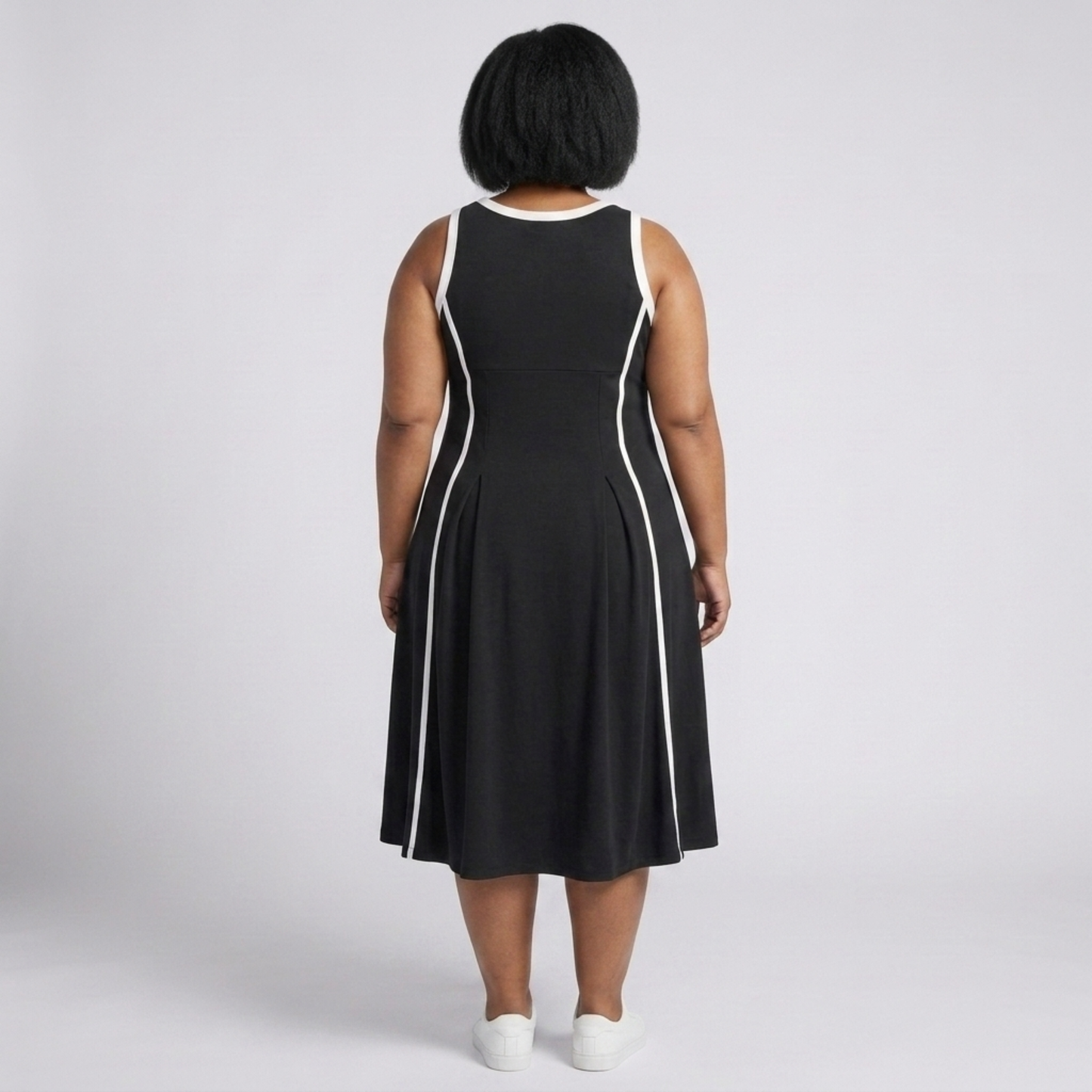 Plus Size Long Dress for Women, Sleeveless A-Line Cut with Round Neck
