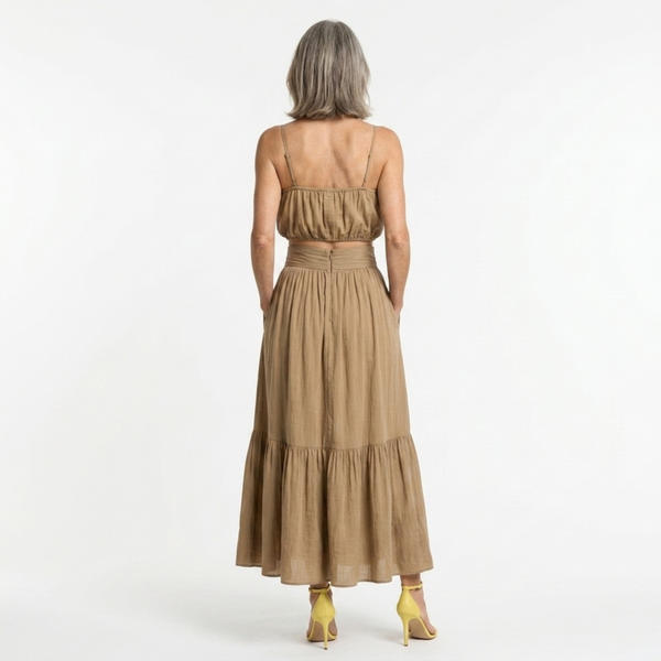 Women's crop top and long skirt set — flowing silhouette — beach