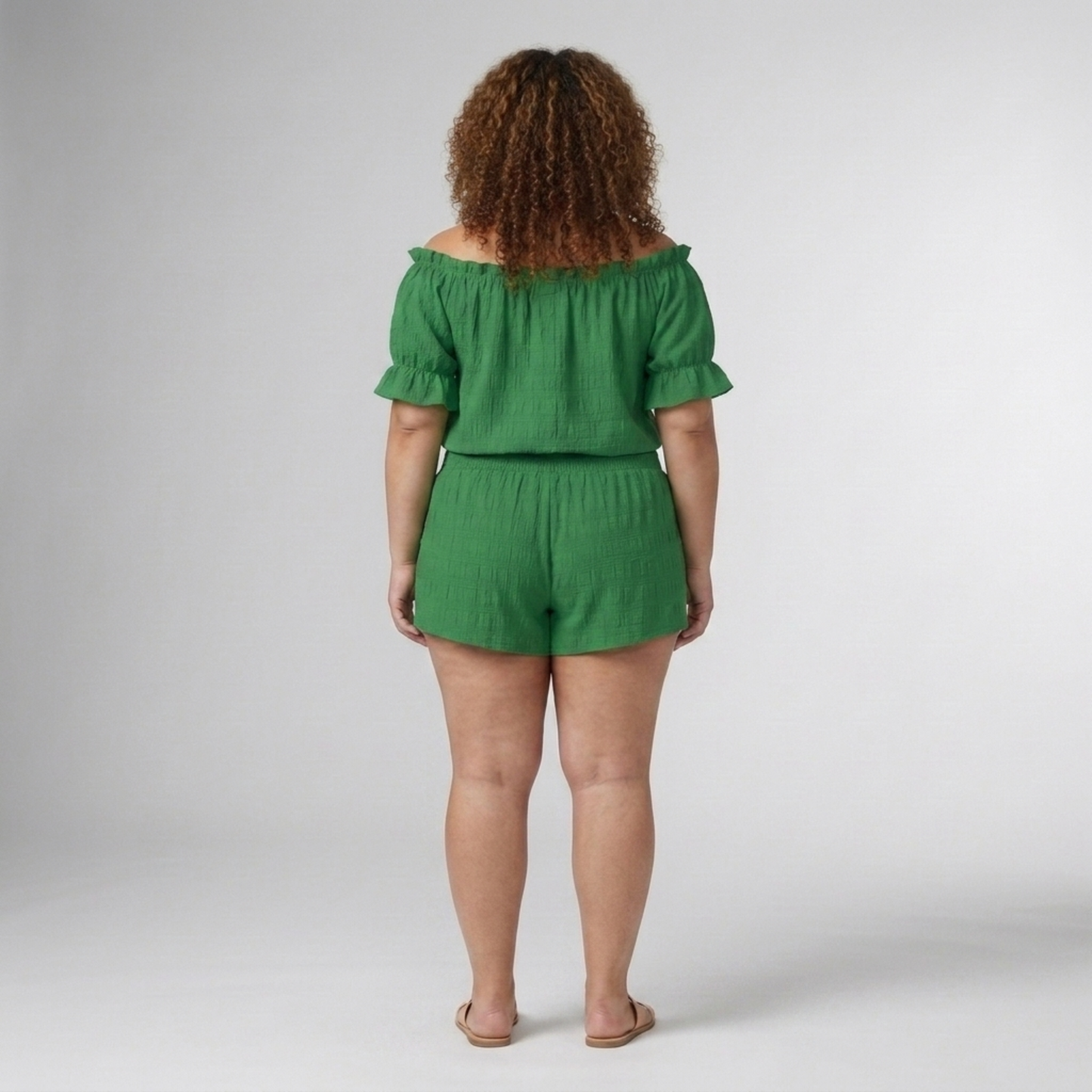 Casual plus size two-piece set with off-shoulder top