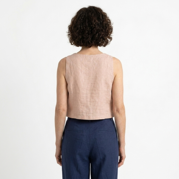 Reversible crop top tank — 100% pure linen — minimalist style — summer