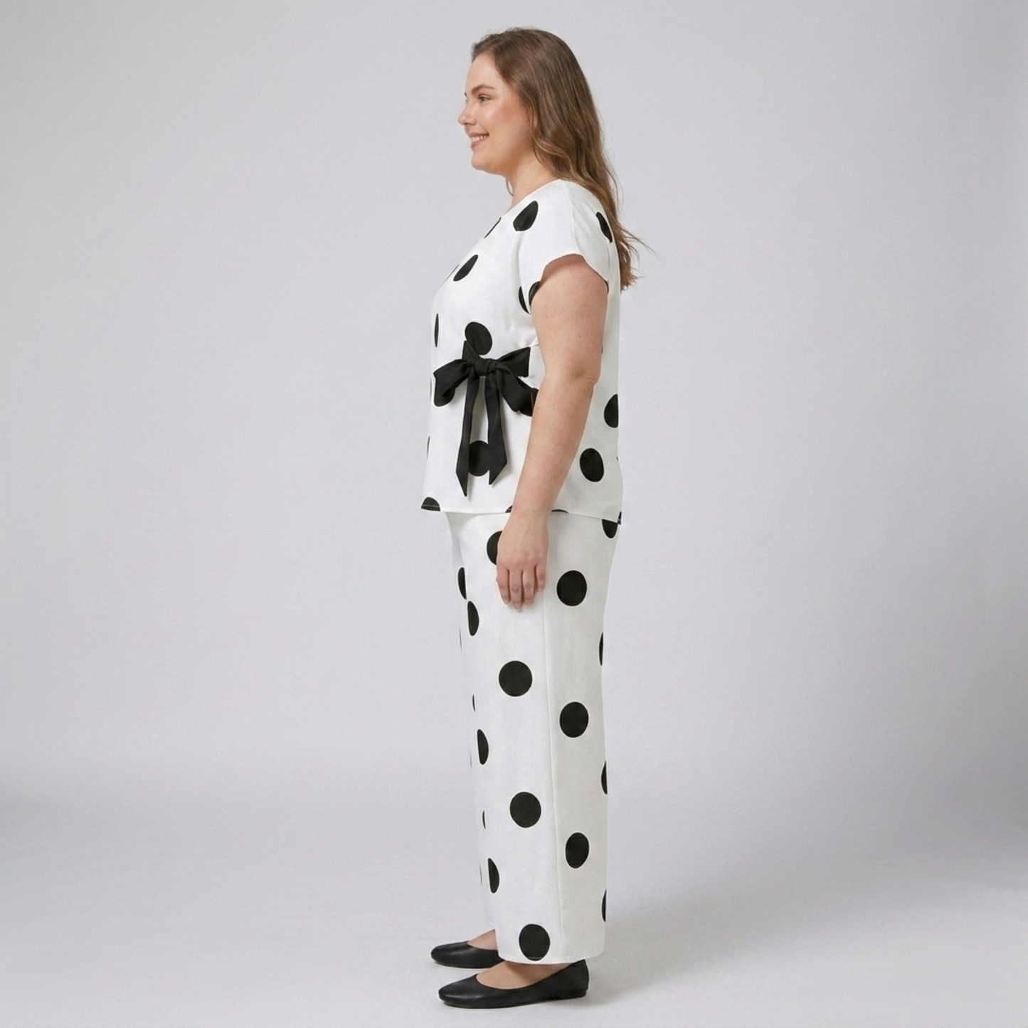 Plus Size Two-Piece Polka Dot Set for Women