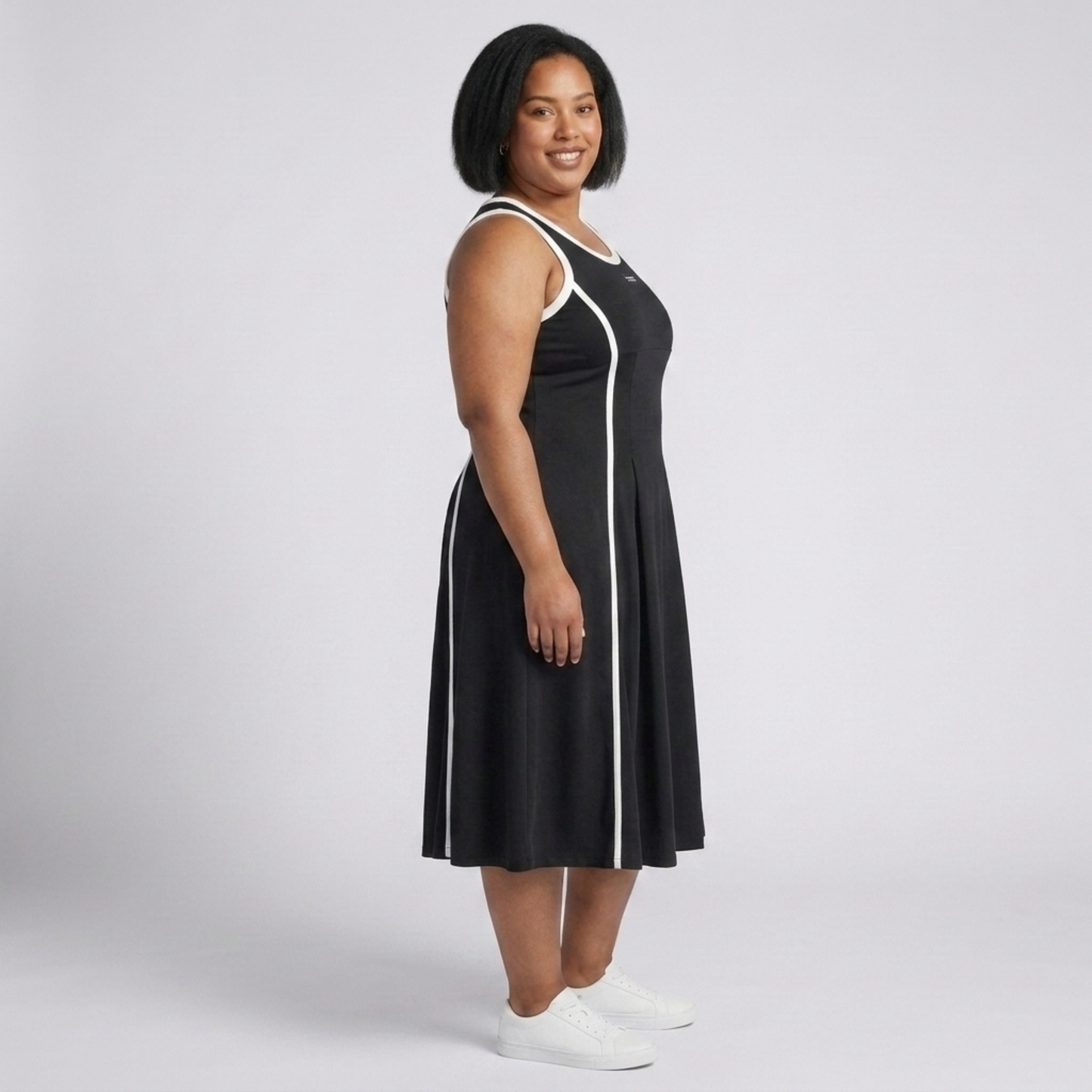 Plus Size Long Dress for Women, Sleeveless A-Line Cut with Round Neck