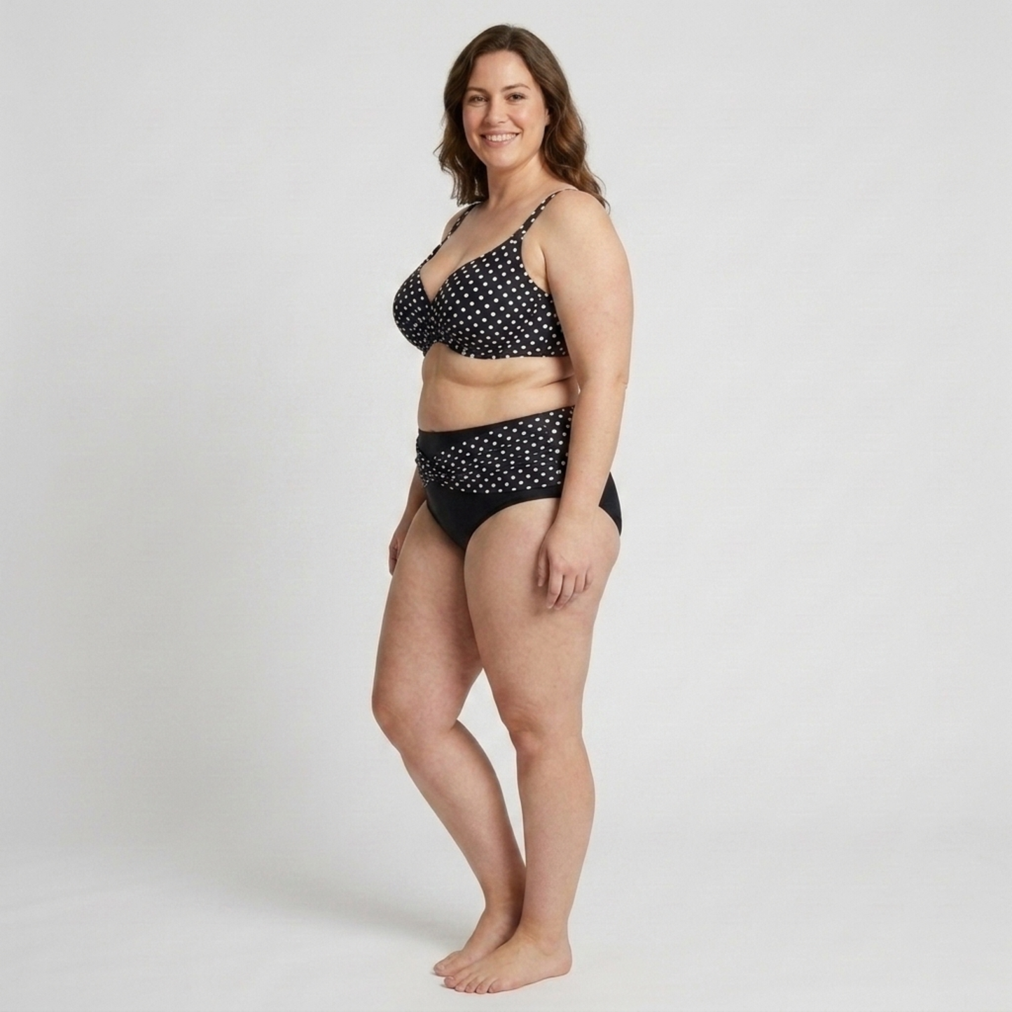 Plus Size Two-Piece Swimsuit for Women High-Waisted Polka Dot Bikini