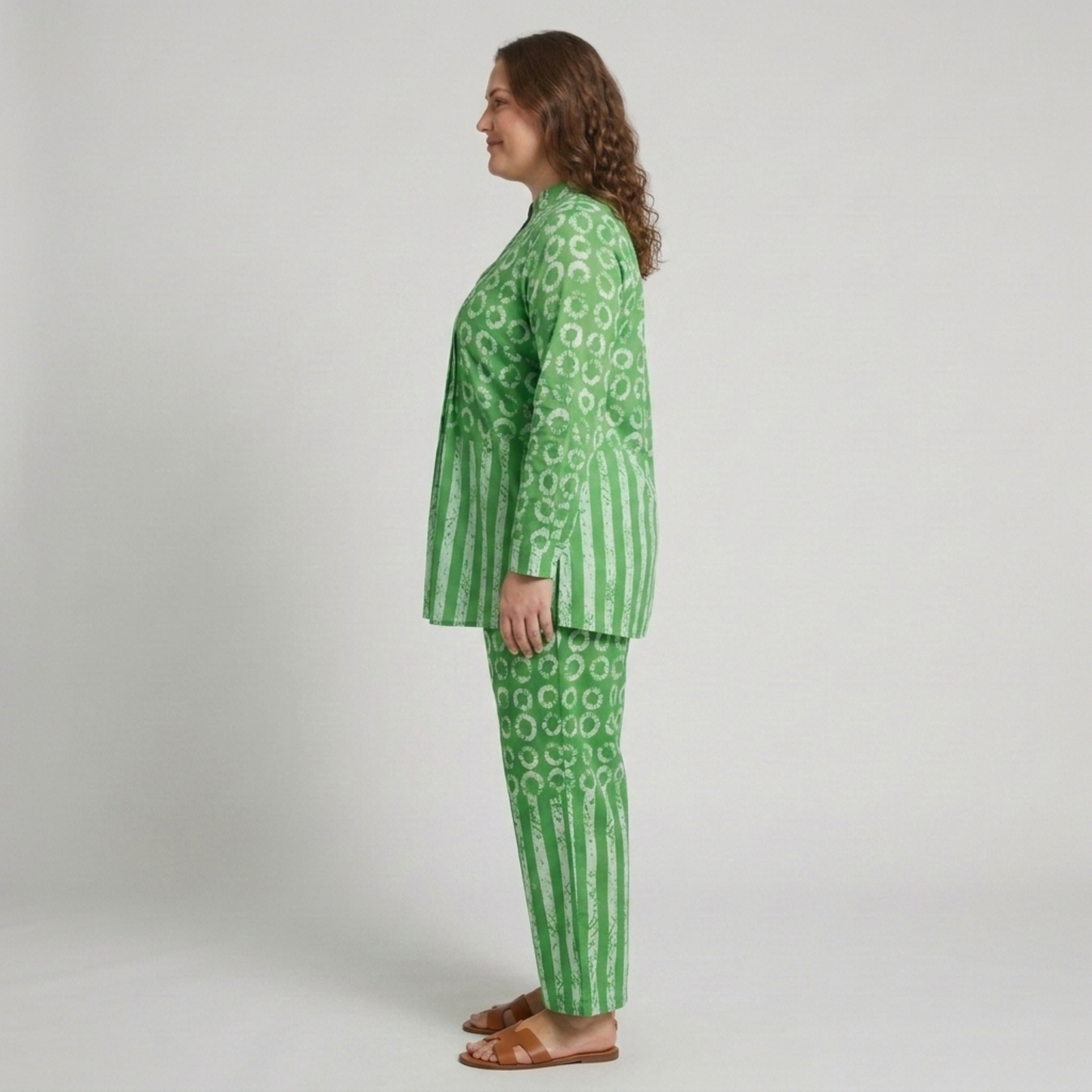 Plus Size Patterned Pants Set