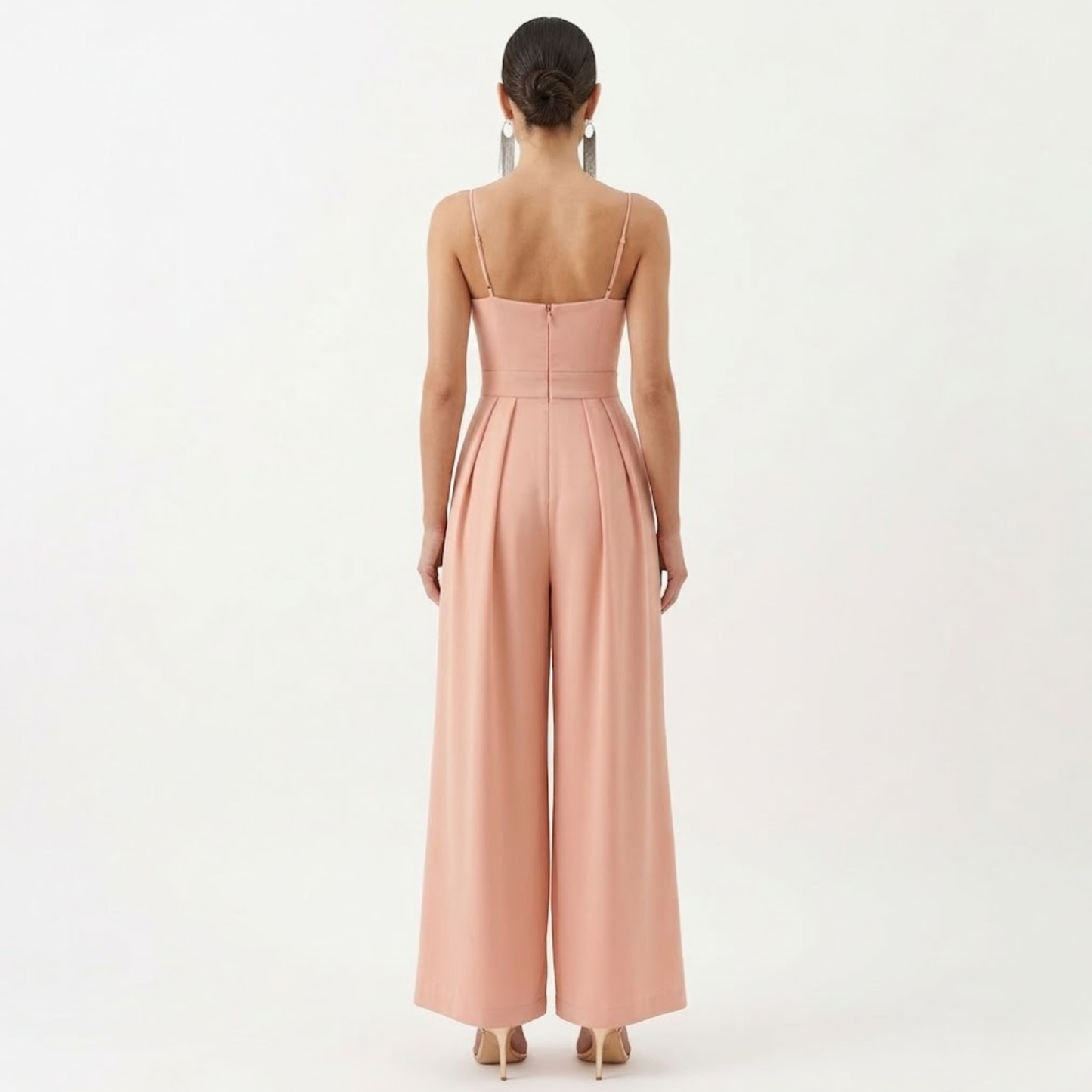 Wide-Leg Jumpsuit with Straps, V-Neck, and High Waist for Women