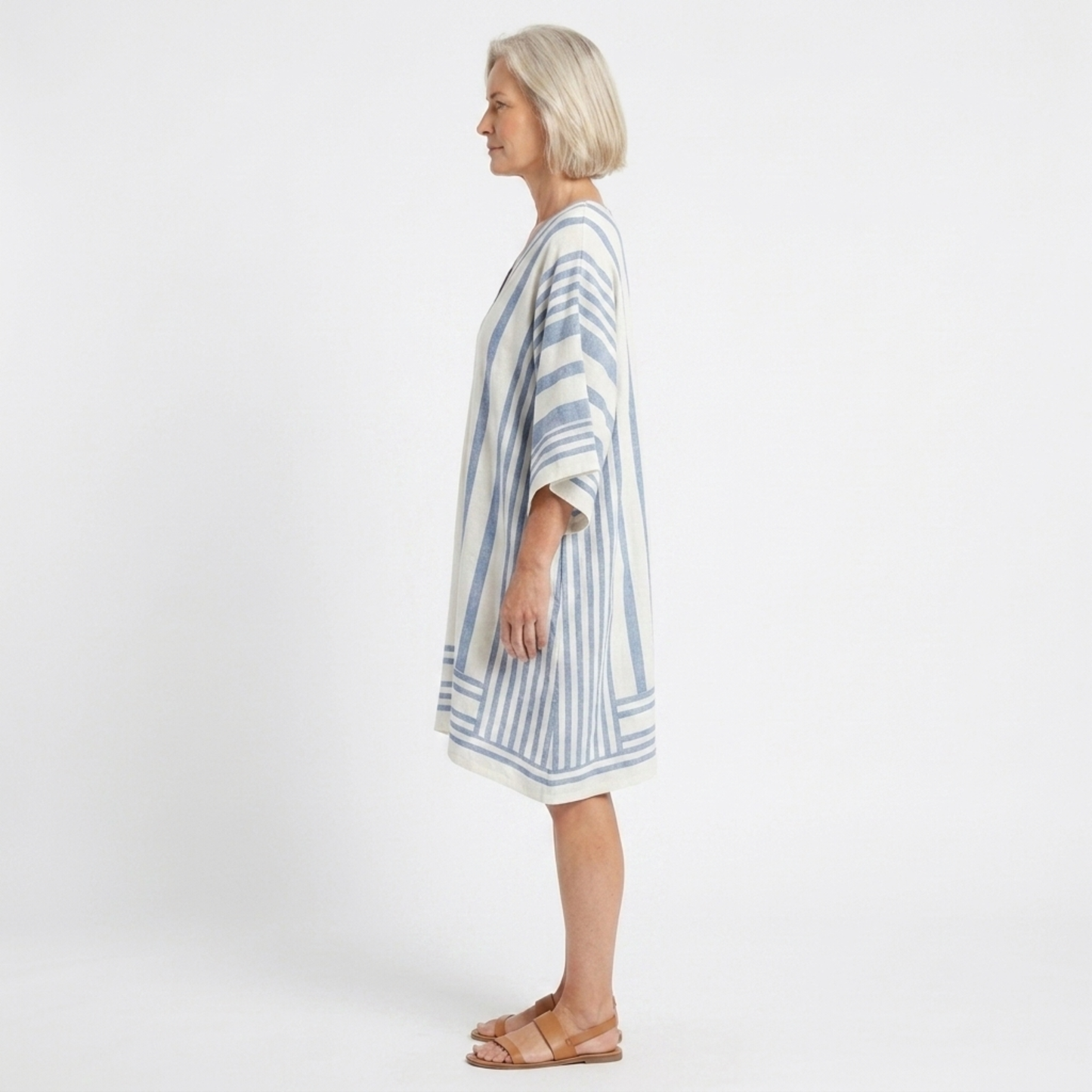 Striped kimono tunic for women — loose fit — beach and travel