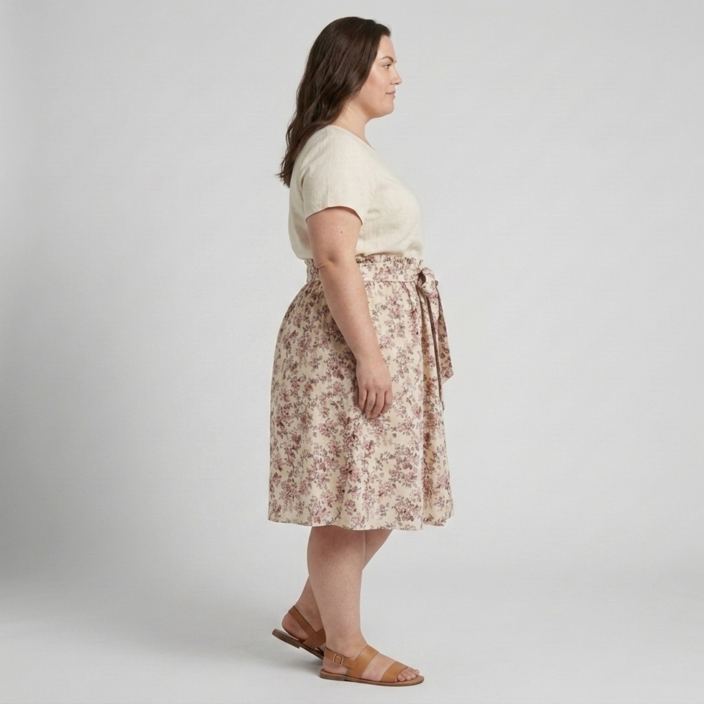 Plus size flared women's beach dress with floral pattern
