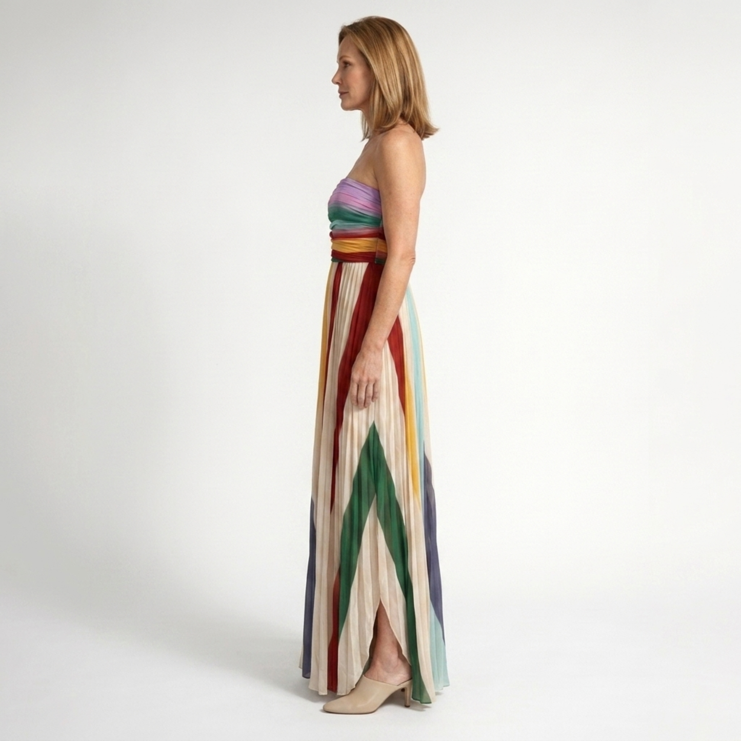 Women's long bohemian dress — strapless bustier — beach and summer
