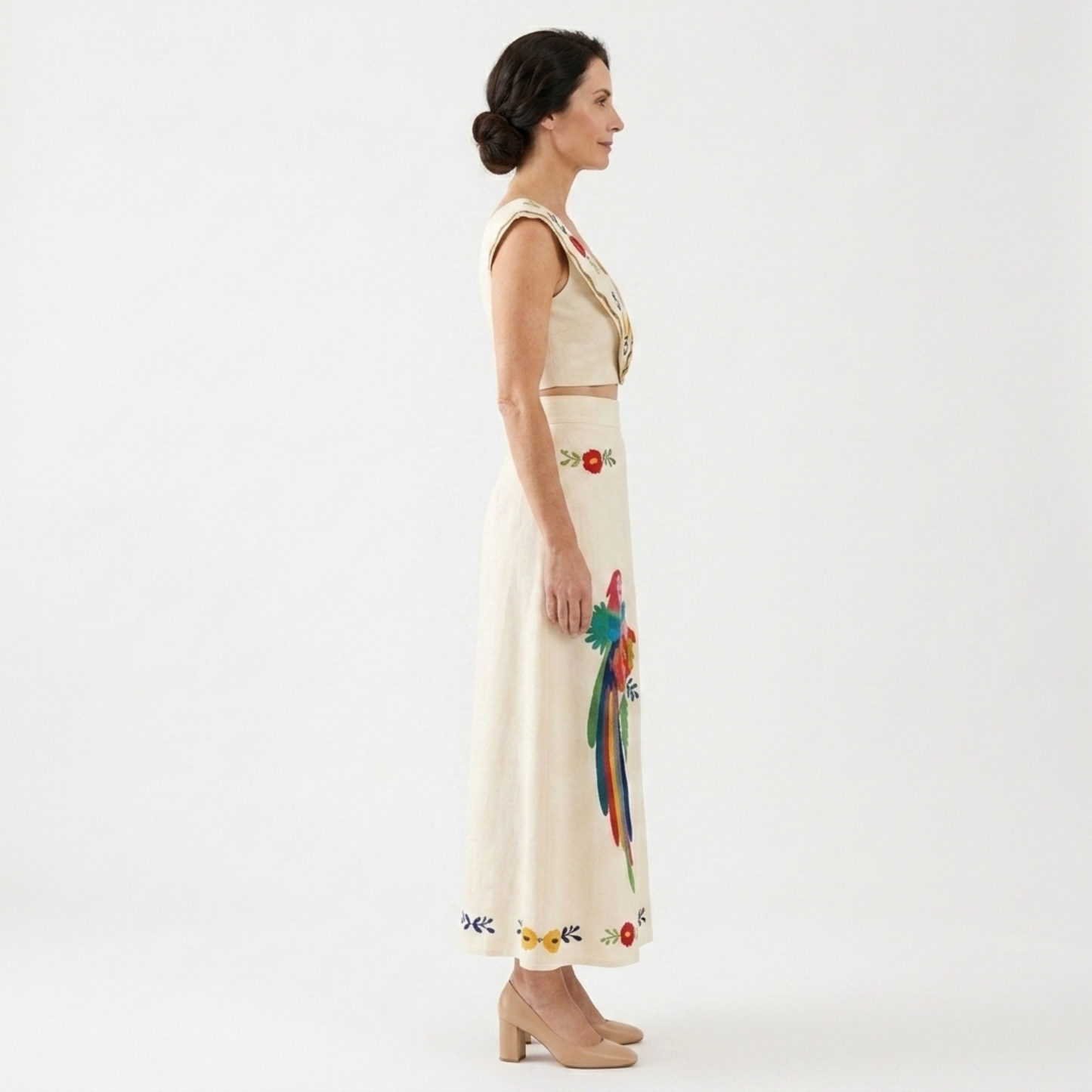 Crop top and long skirt set — tropical print — summer vacation
